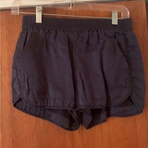 Navy silk shorts